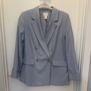 H&M Soft Blue Double-Breasted Blazer